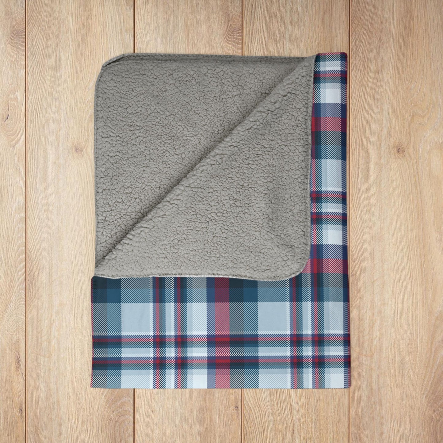 Nautical Blue Plaid Fleece Sherpa Blanket