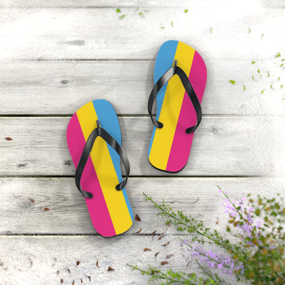 S Black sole Pansexual Pride Flip Flops