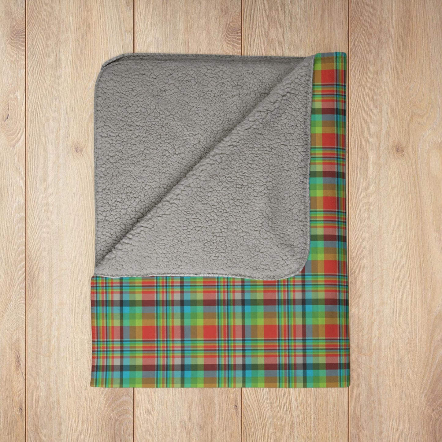 Red, Green & Blue Ohio Plaid Fleece Sherpa Blanket