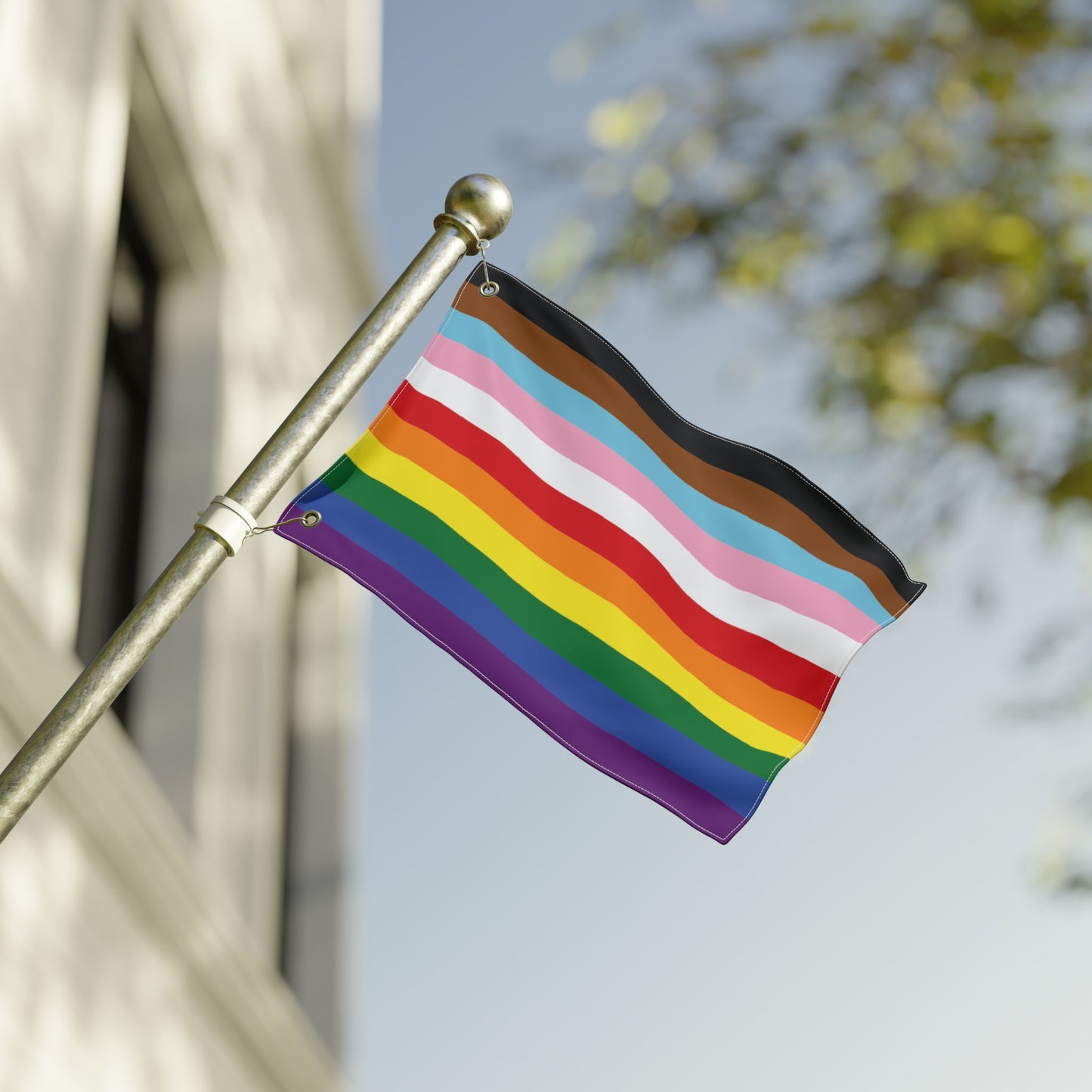 12'' × 18'' Rainbow 11-Stripe Pride for Trans and PoC Flag with Grommets