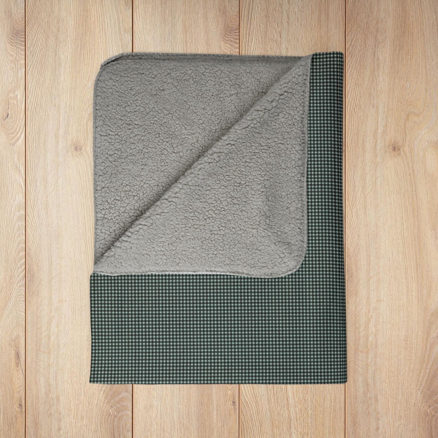 Green Buffalo Plaid Gingham Fleece Sherpa Blanket