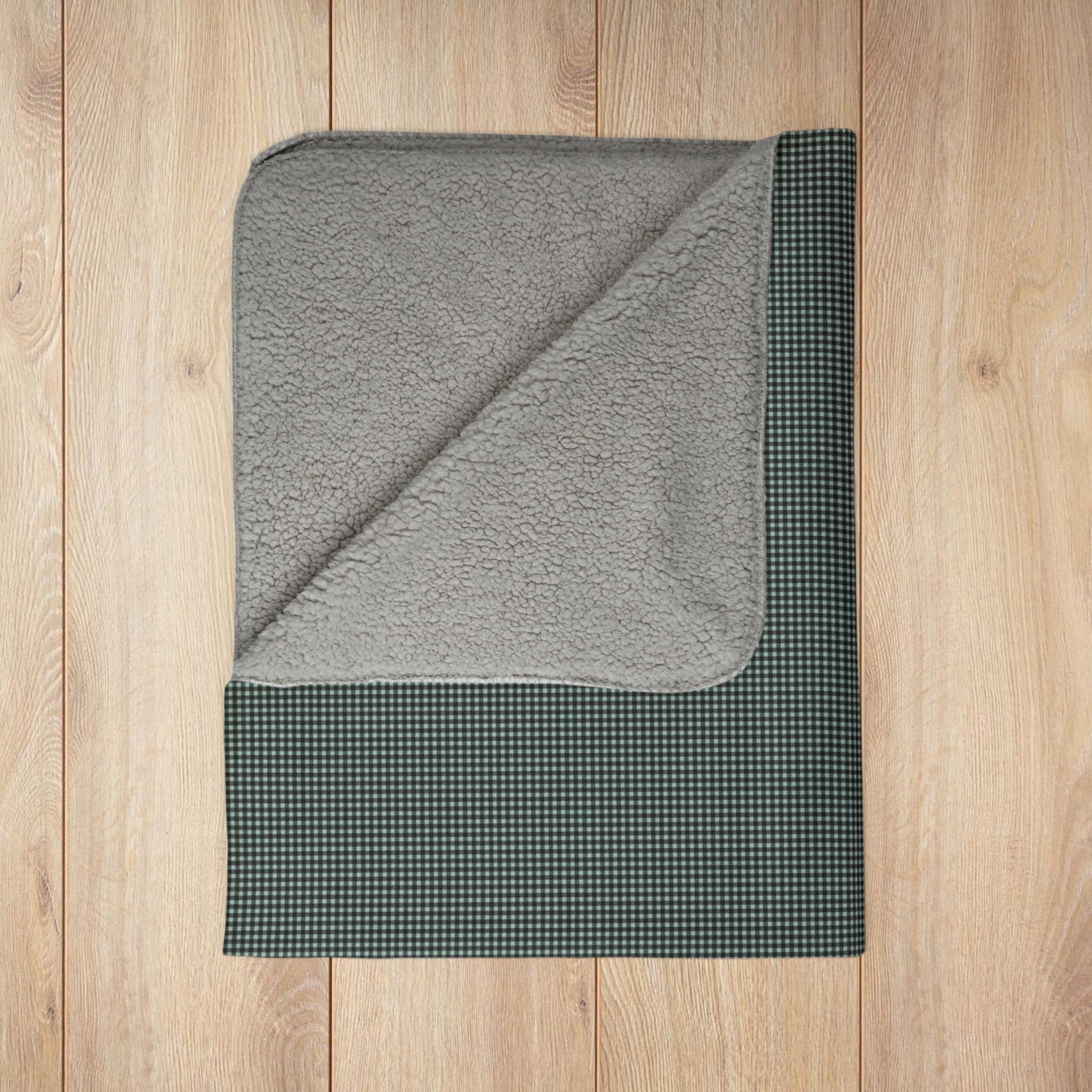 Green Buffalo Plaid Gingham Fleece Sherpa Blanket