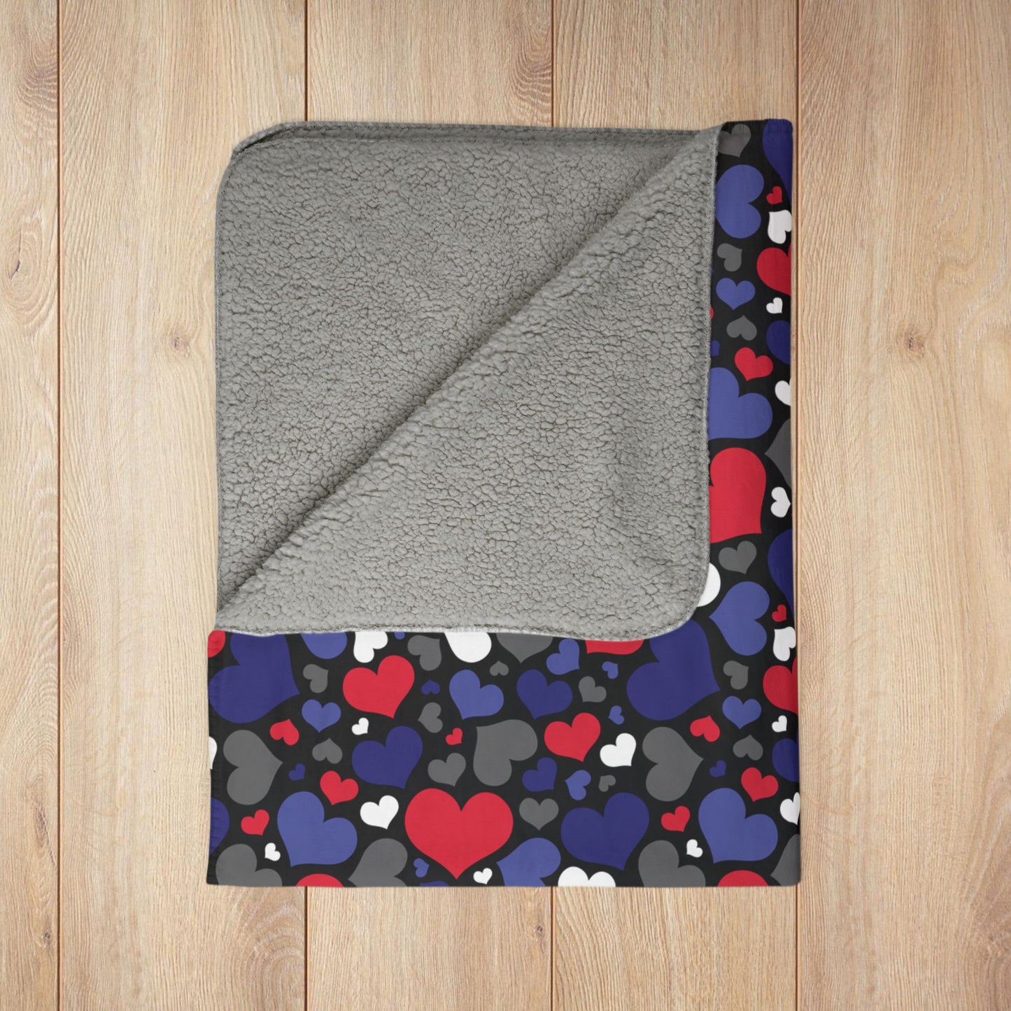 Leather Pride Valentine’s Day Hearts Black Fleece Sherpa Blanket