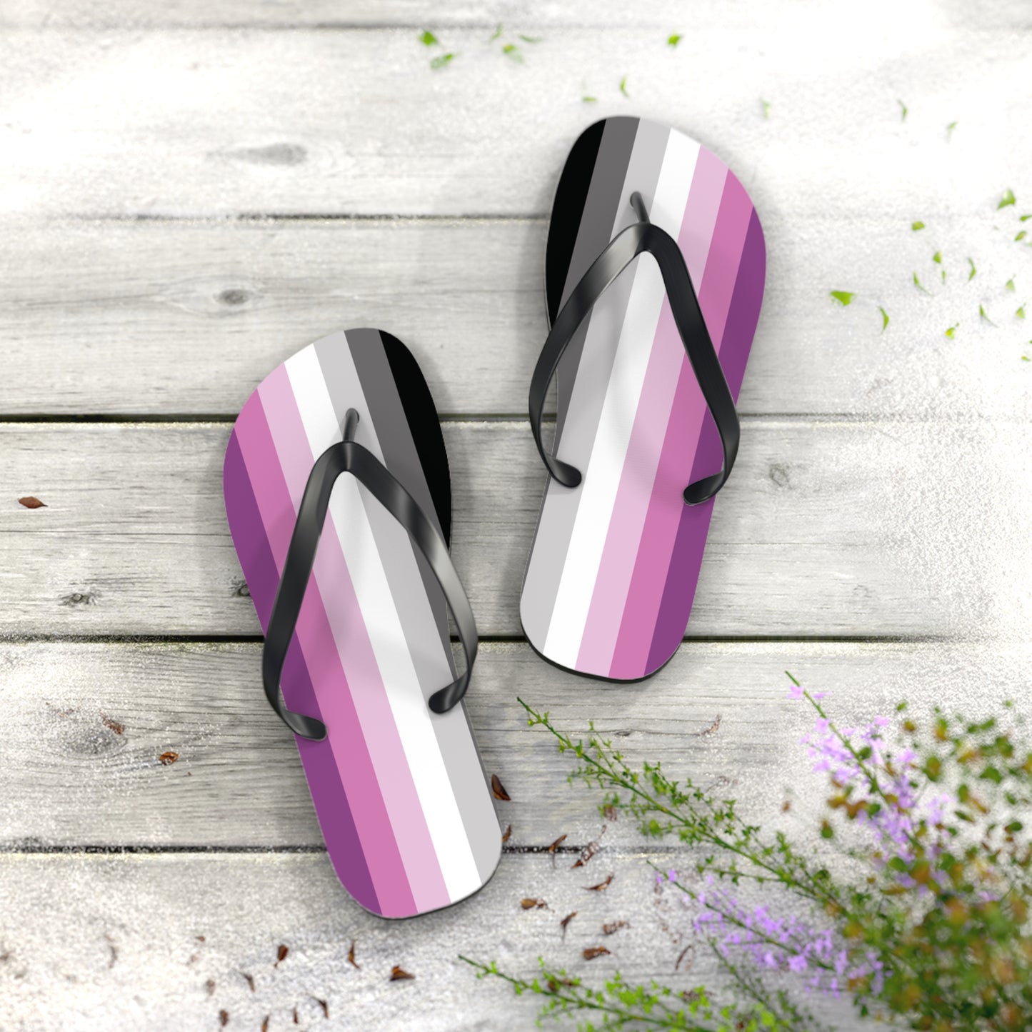 L Black sole Straight Queer Pride Flip Flops