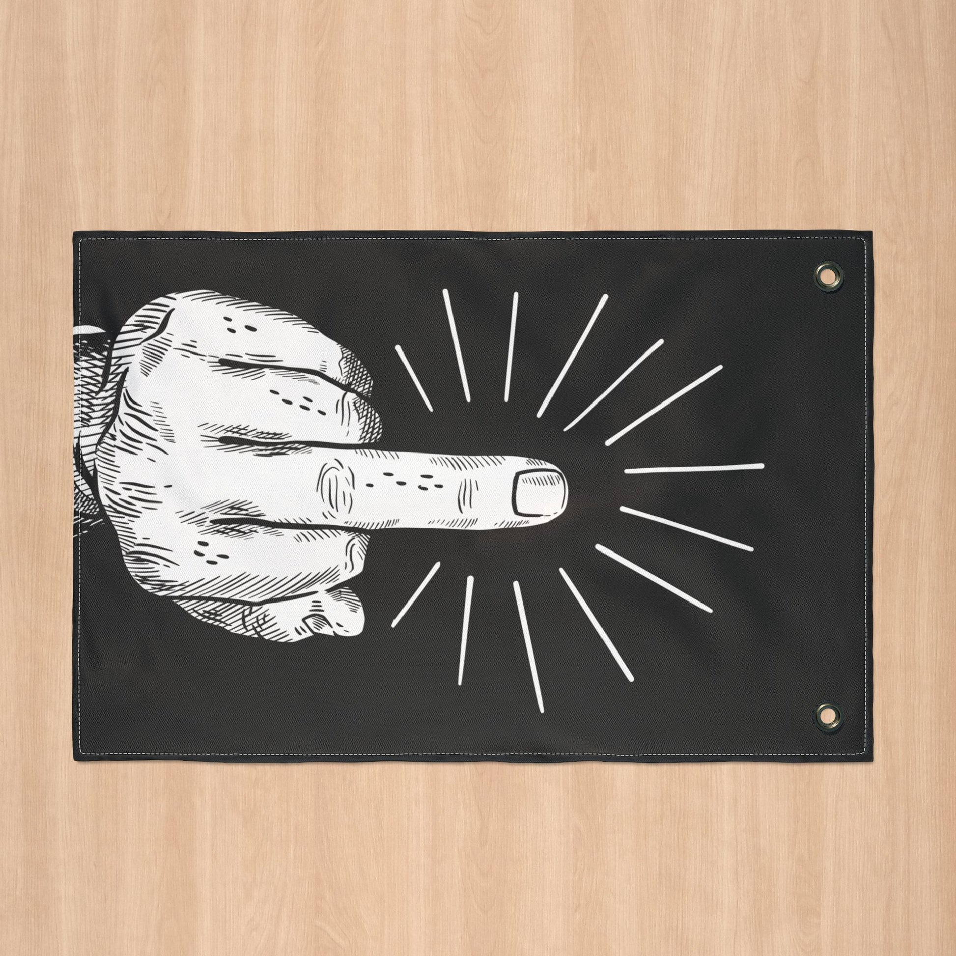 Middle Finger Flip-Off Flag, with Left or Right Side Grommets