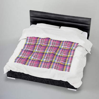 Bigender Yellow Pride Plaid Velveteen Plush Blanket