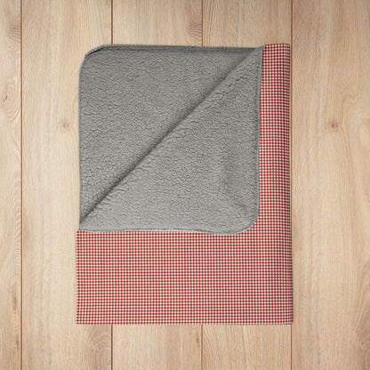 Burgundy & Cream Gingham Fleece Sherpa Blanket