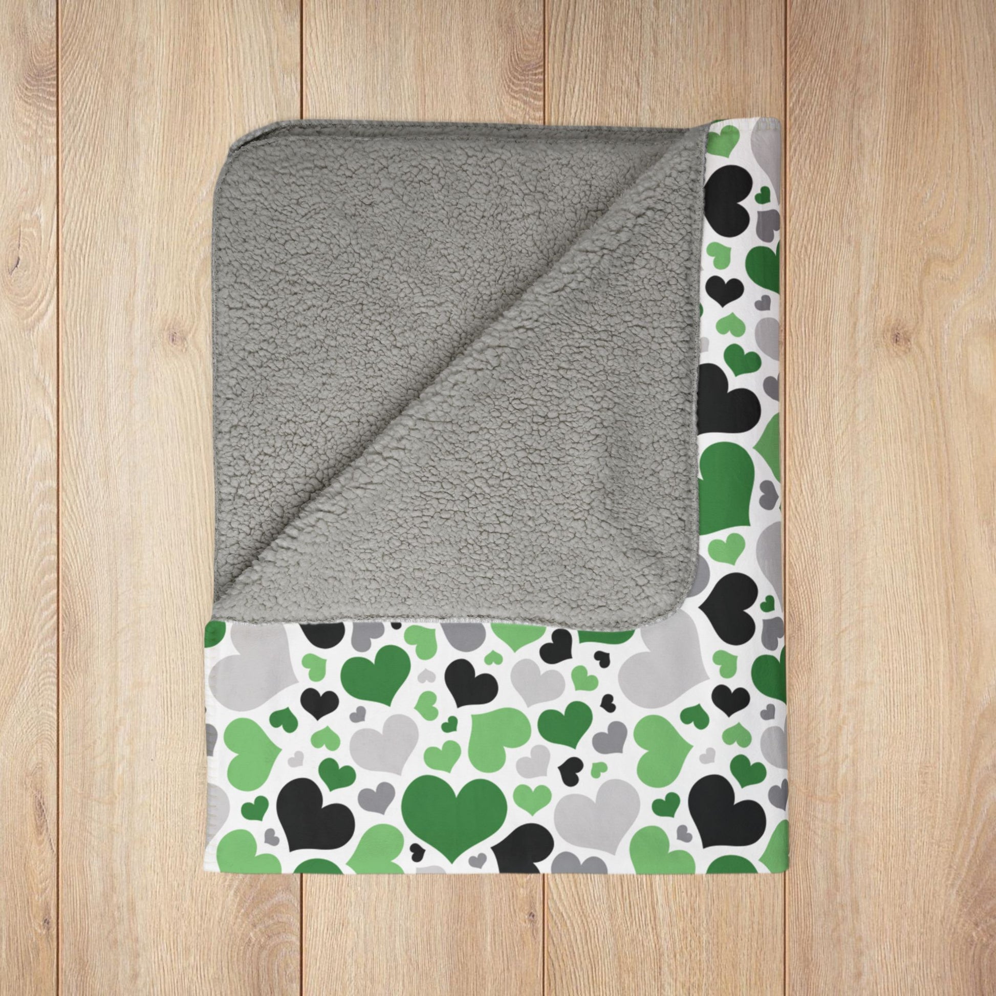 Demiromantic Pride Valentine’s Day Hearts White Fleece Sherpa Blanket