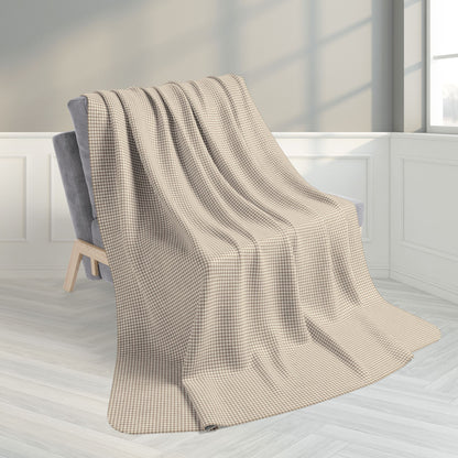 60" × 80" Grey Khaki & Cream Gingham Fleece Sherpa Blanket