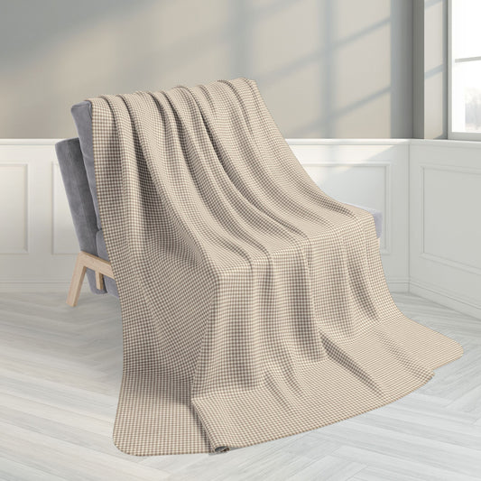 60" × 80" Grey Khaki & Cream Gingham Fleece Sherpa Blanket