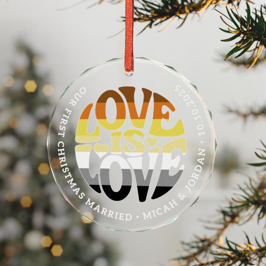 Custom Crystal Love is Love Bear Pride 3" Circle Ornament