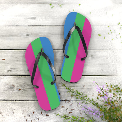 XL Black sole Polysexual Pride Flip Flops