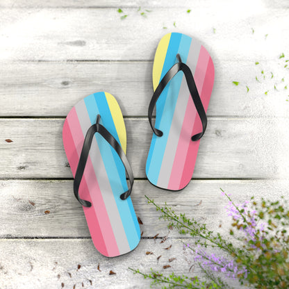 L Black sole Genderflux Pride Flip Flops