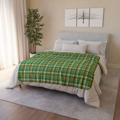 50" × 60" Grey St. Patrick's Day Greens Plaid Fleece Sherpa Blanket