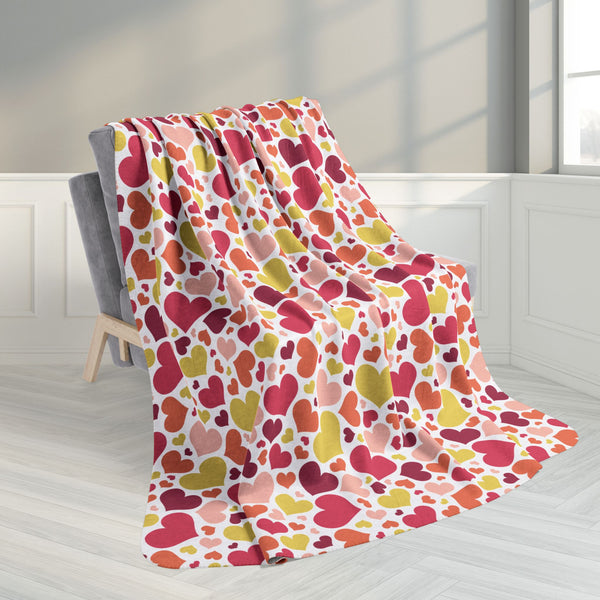 60" × 80" Non-Binary Girl Pride Hearts Fleece Sherpa Blanket