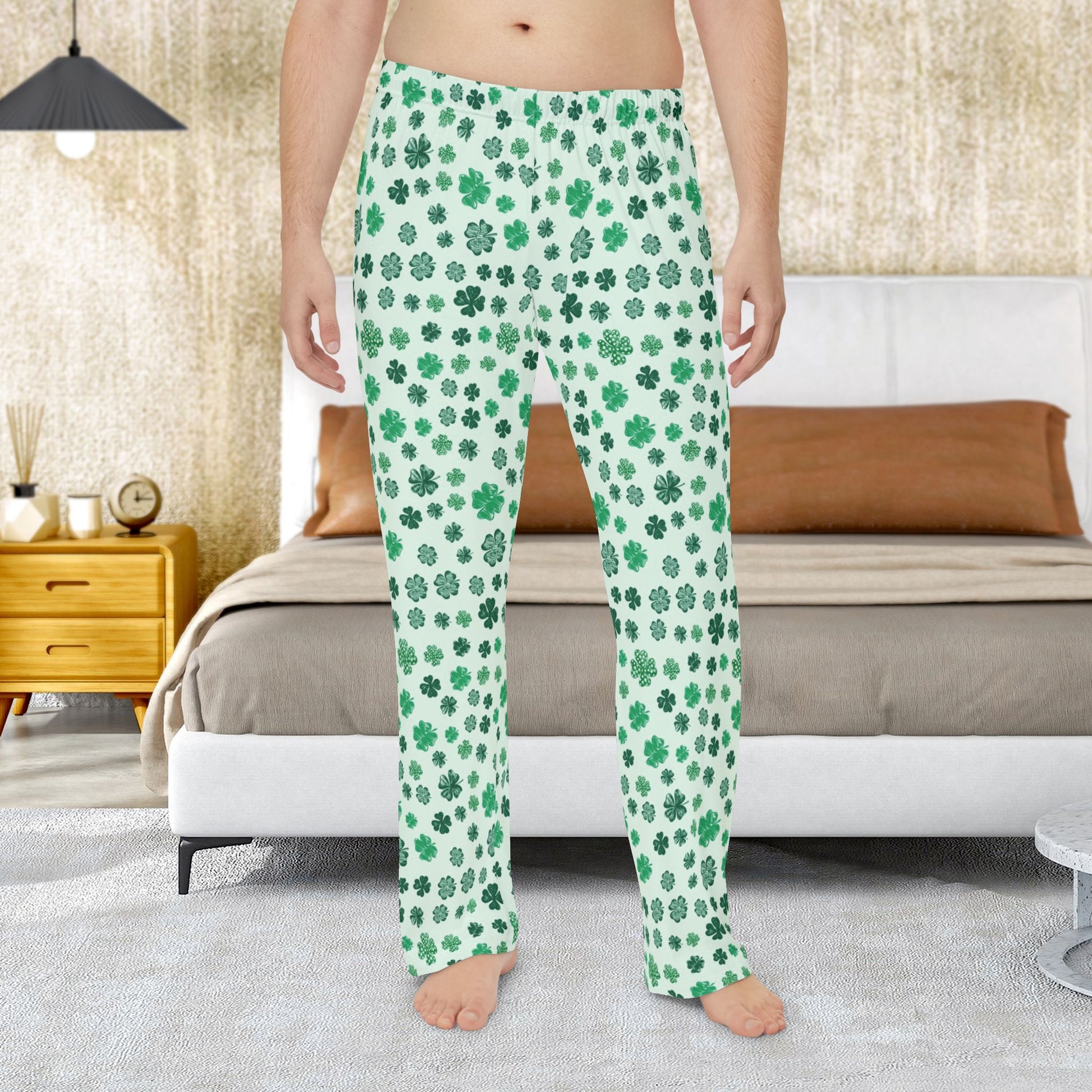 Men’s St. Patrick’s Day 4 Leaf Clover Shamrock Pajama Pants