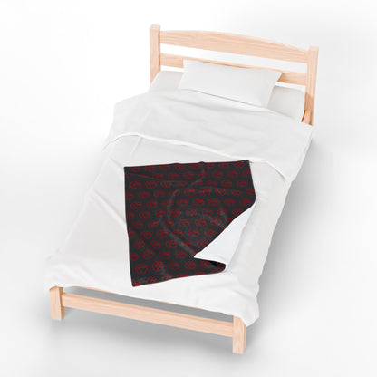 Velveteen Plush Rambler Red Logo Black Blanket