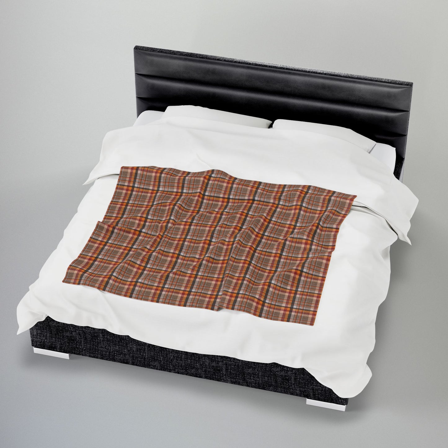 Brown, Red & Orange Ohio Plaid Velveteen Plush Blanket
