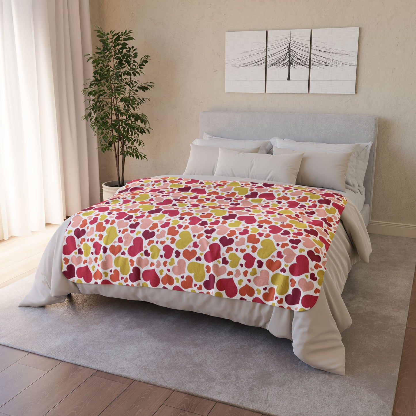 Non-Binary Girl Pride Valentine’s Day Hearts Fleece Sherpa Blanket