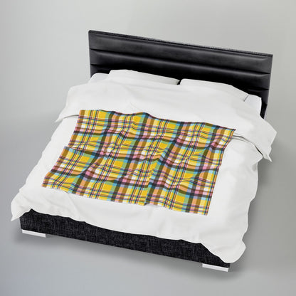 Intersex Progress Pride Plaid Velveteen Plush Blanket