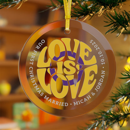 Custom Glass Love is Love Intersex Pride 3.5" Circle Ornaments