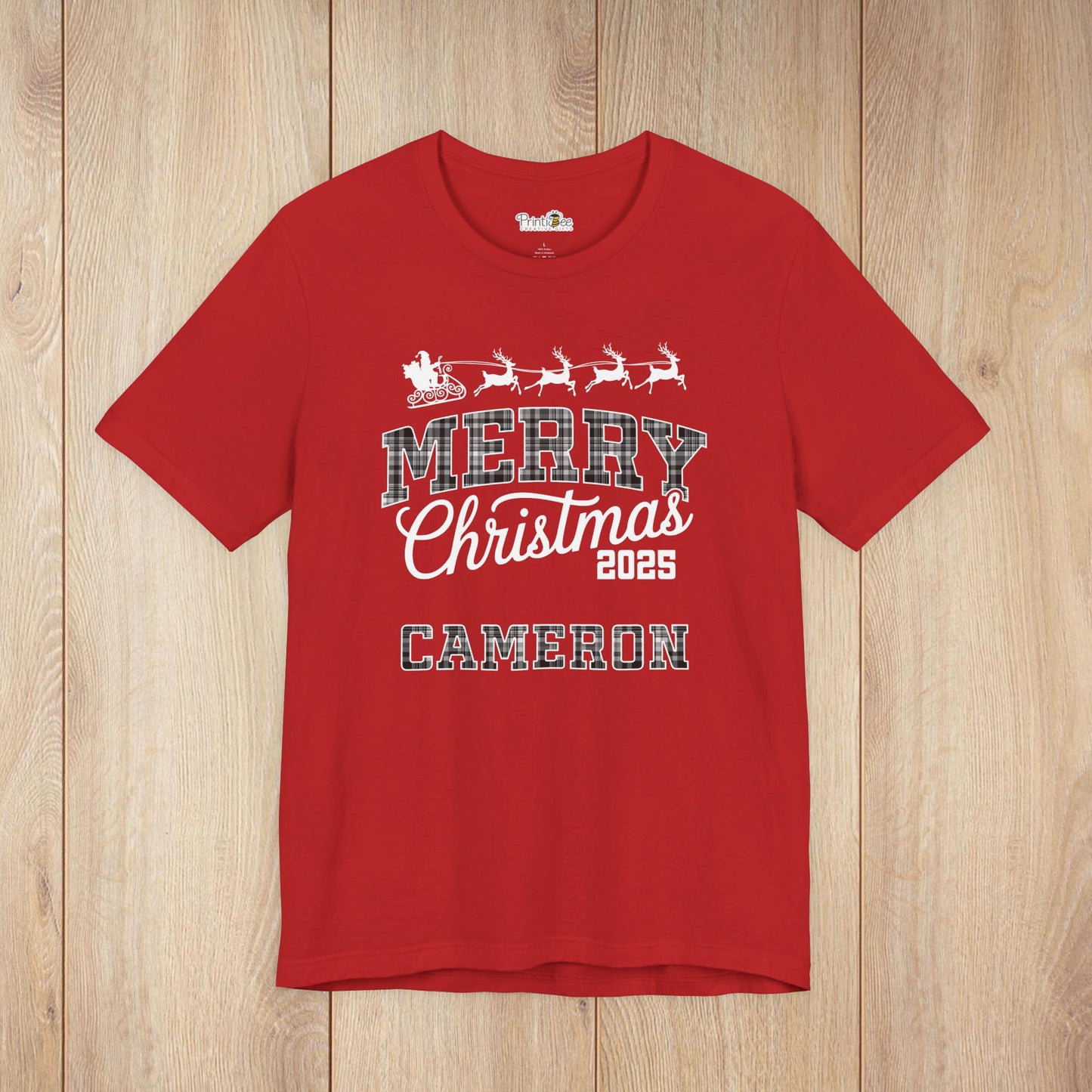 Custom Christmas Plaid Tee or Pajama Top