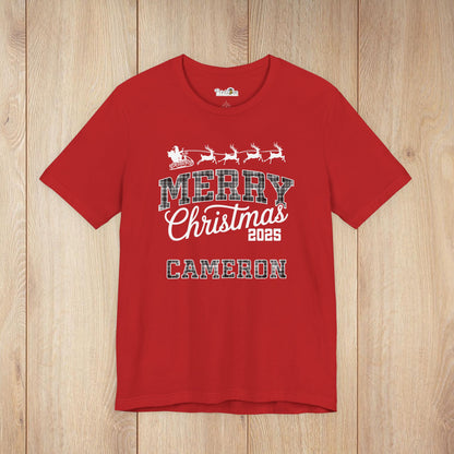 Custom Christmas Plaid Tee or Pajama Top