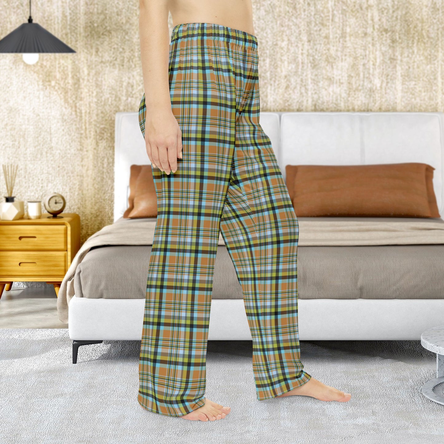 Women’s Brown, Green & Blue Mason OH Plaid Pajama Pants