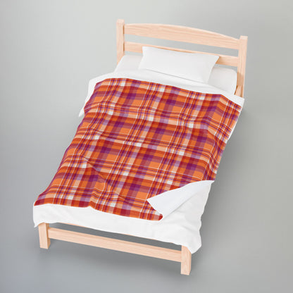 Lesbian Pride Plaid Velveteen Plush Blanket