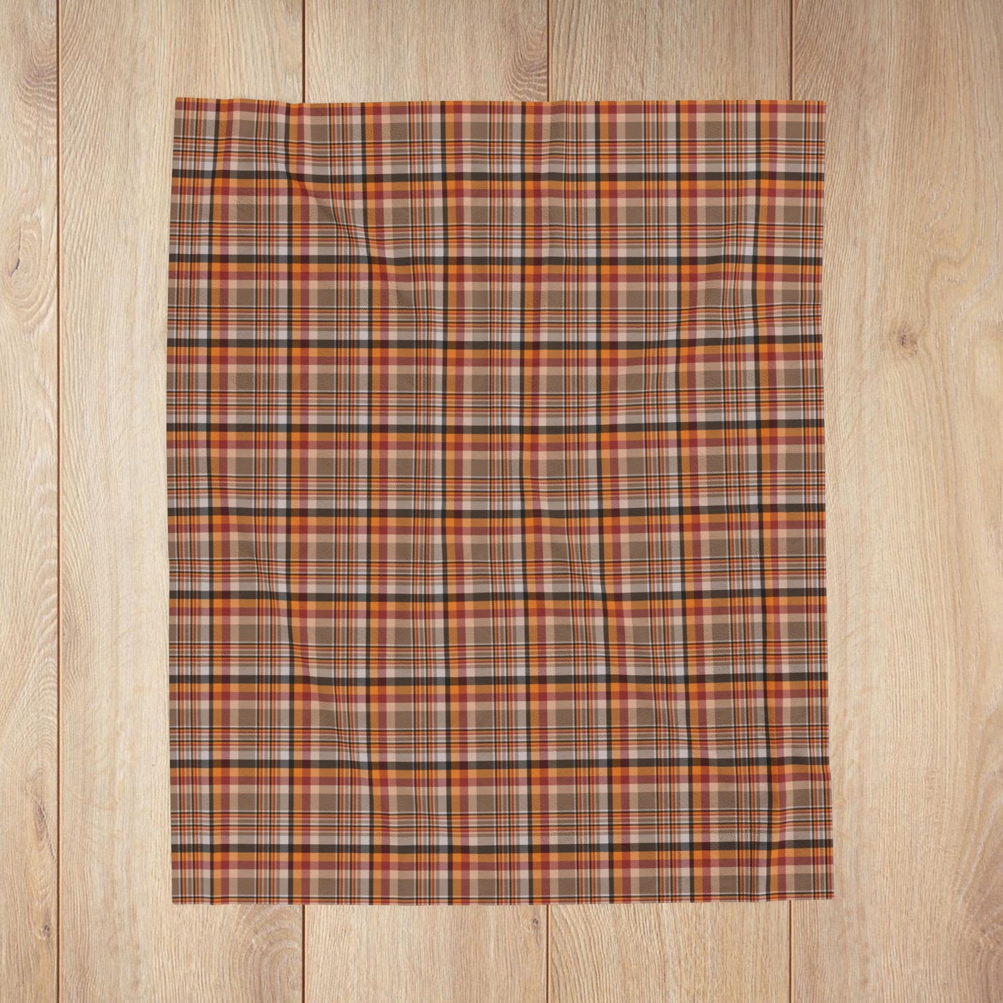 Brown, Red & Orange Ohio Plaid Velveteen Plush Blanket
