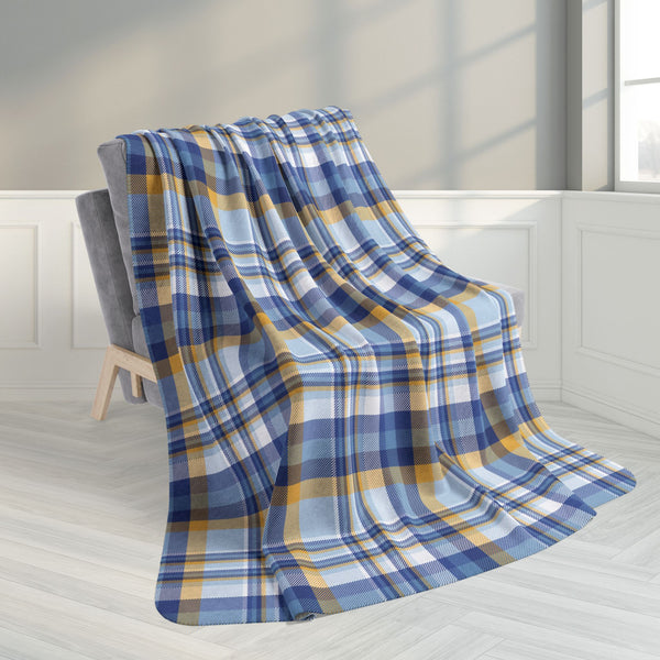 60" × 80" Hanukkah Plaid Fleece Sherpa Blanket