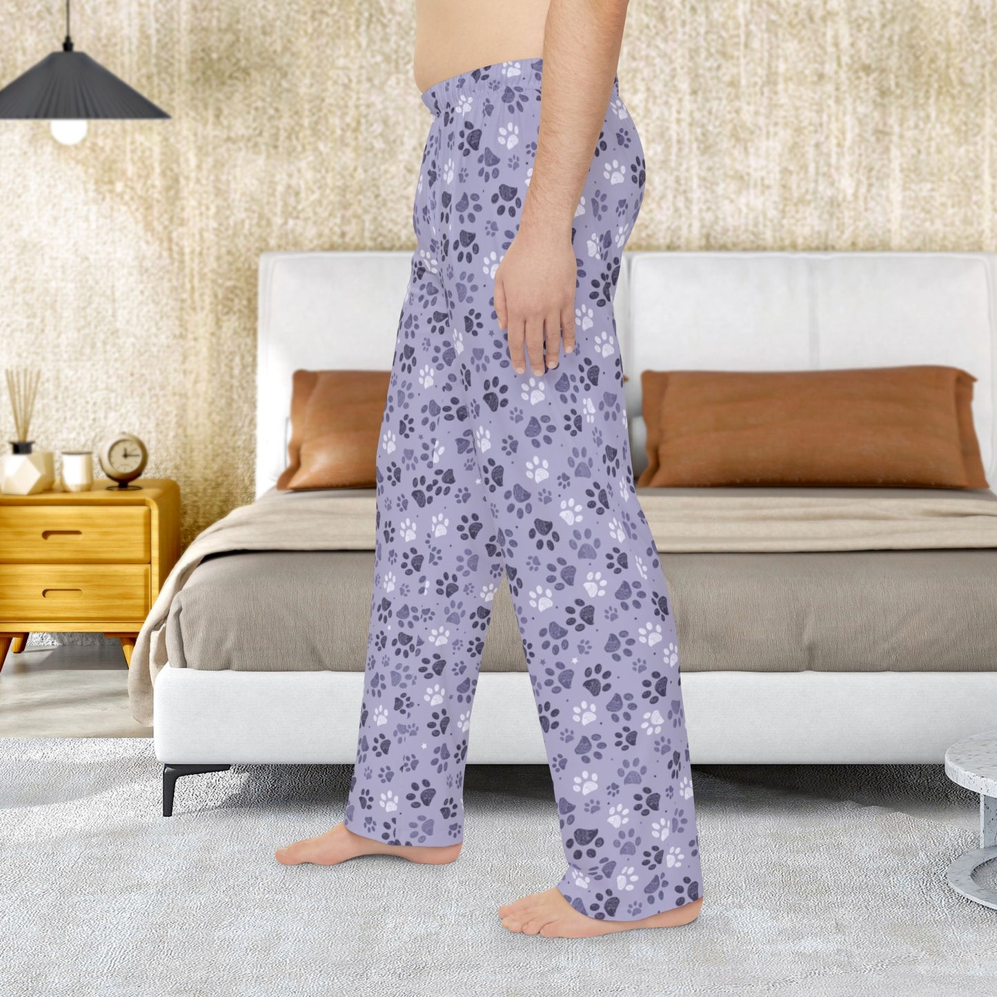 Men’s Lavender Paw Prints Pajama Pants