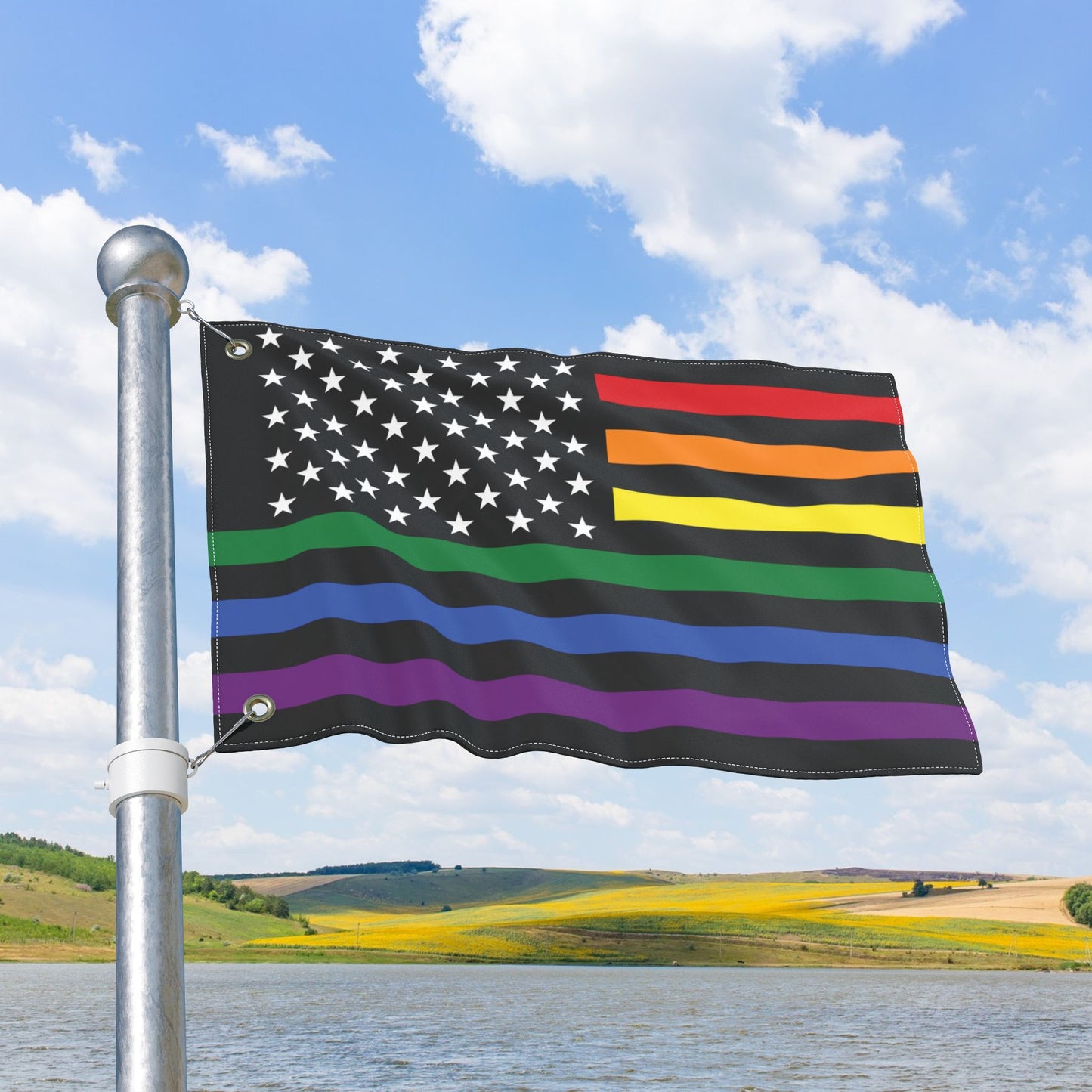 USA Rainbow Pride Flag with Grommets