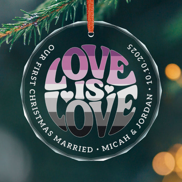 Round One size Custom Crystal Love is Love Straight Queer Pride 3" Circle Ornament