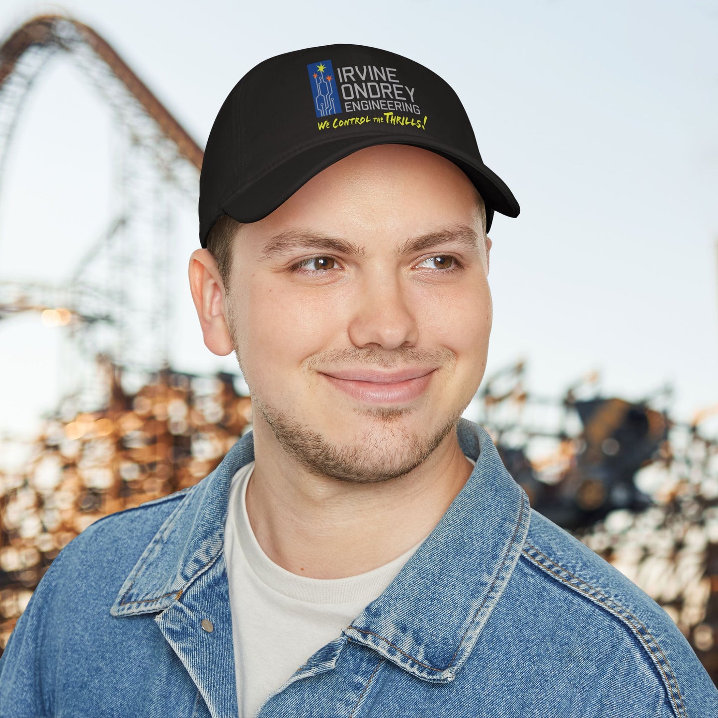 Black One size IOE Logo Printed Low-Profile Cap • Irvine Ondrey Engineering