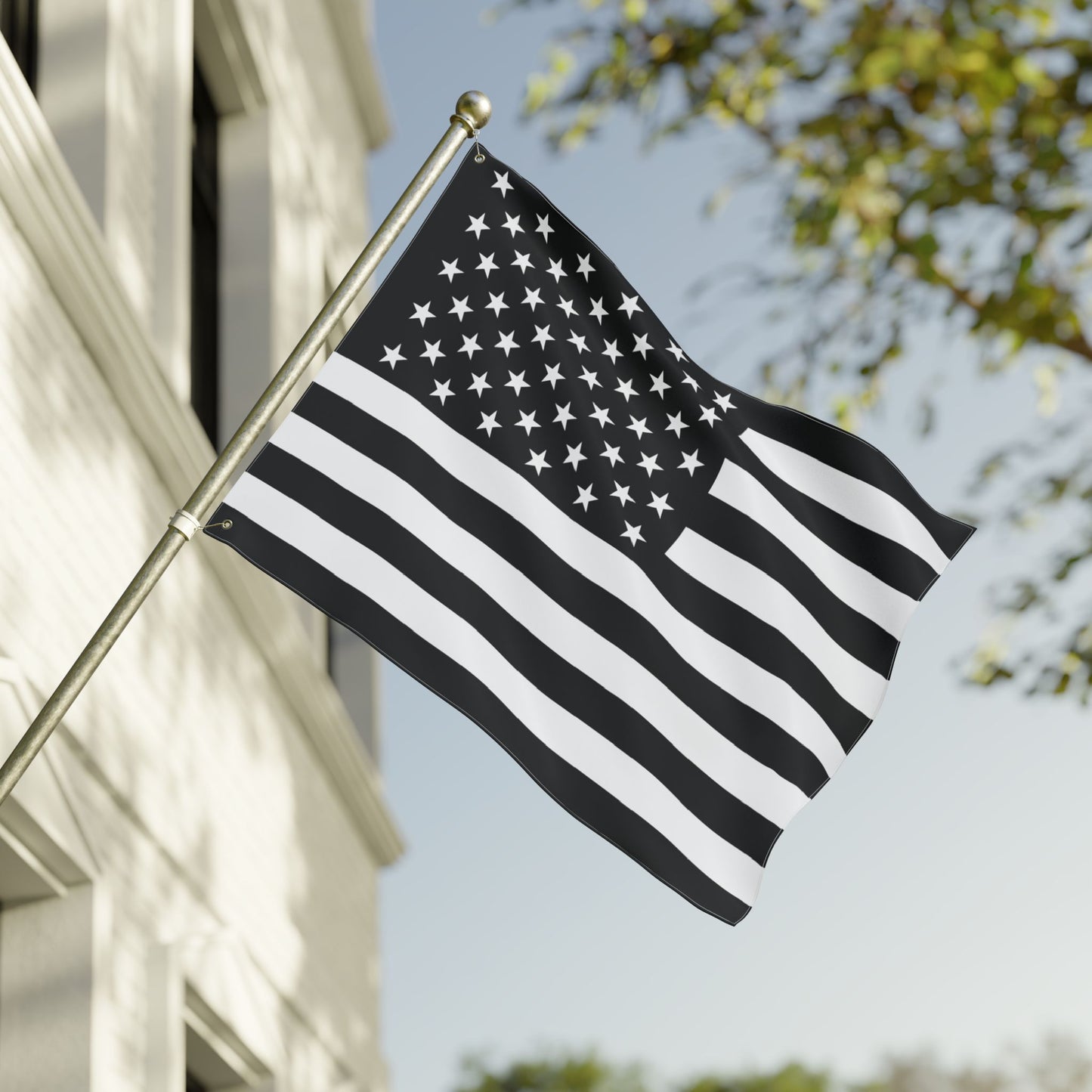 30'' × 40'' USA Black & White American Flag with Grommets