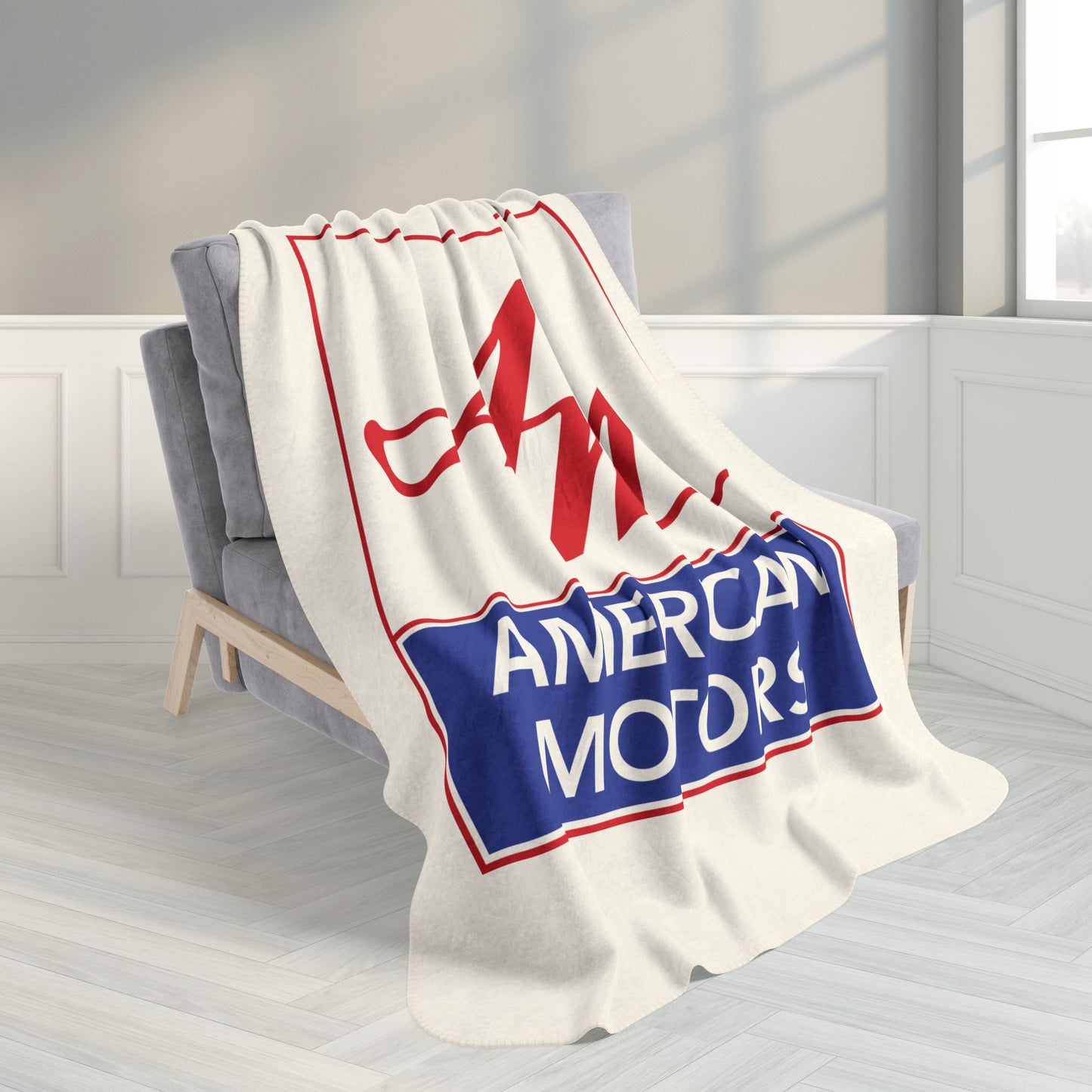 AMC Square Logo Ivory Fleece Sherpa Blanket