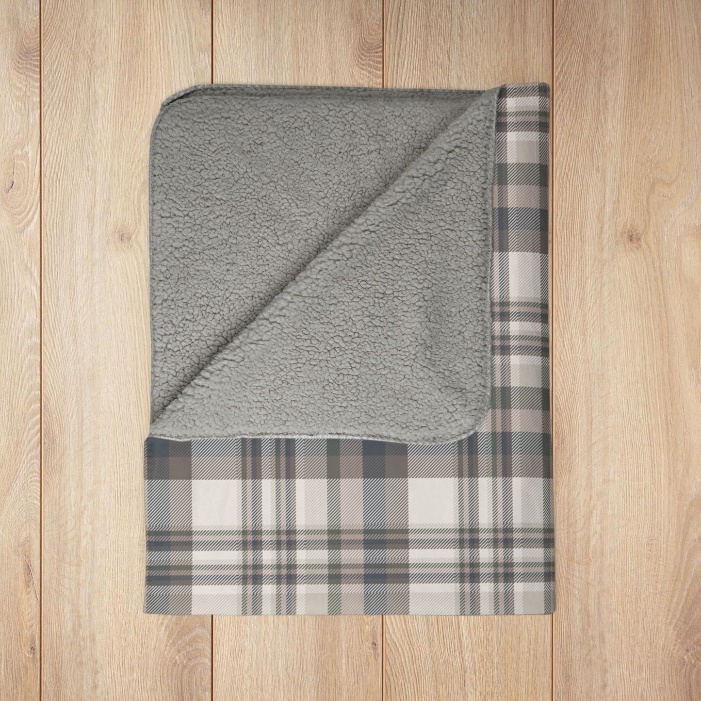 Winter Brown Plaid Fleece Sherpa Blanket