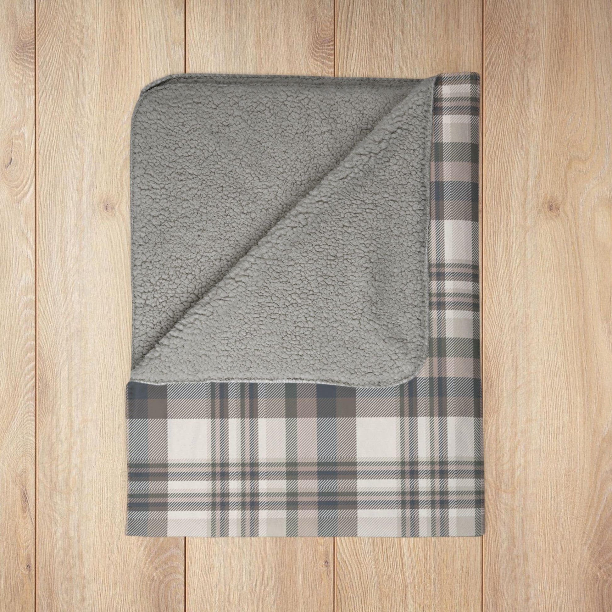 Winter Brown Plaid Fleece Sherpa Blanket