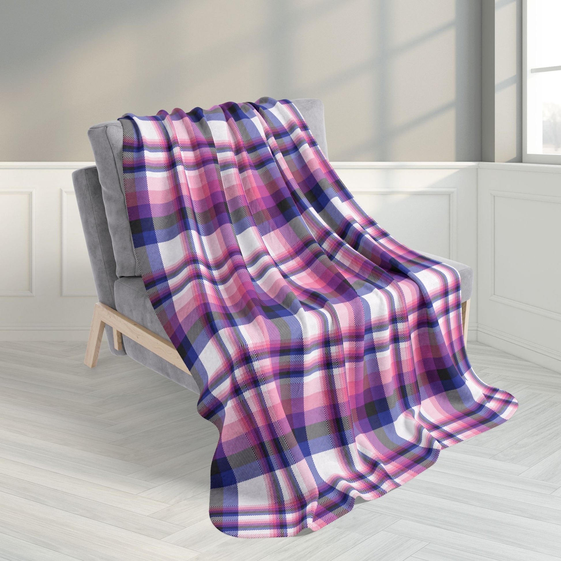 Genderfluid Pride Plaid Fleece Sherpa Blanket