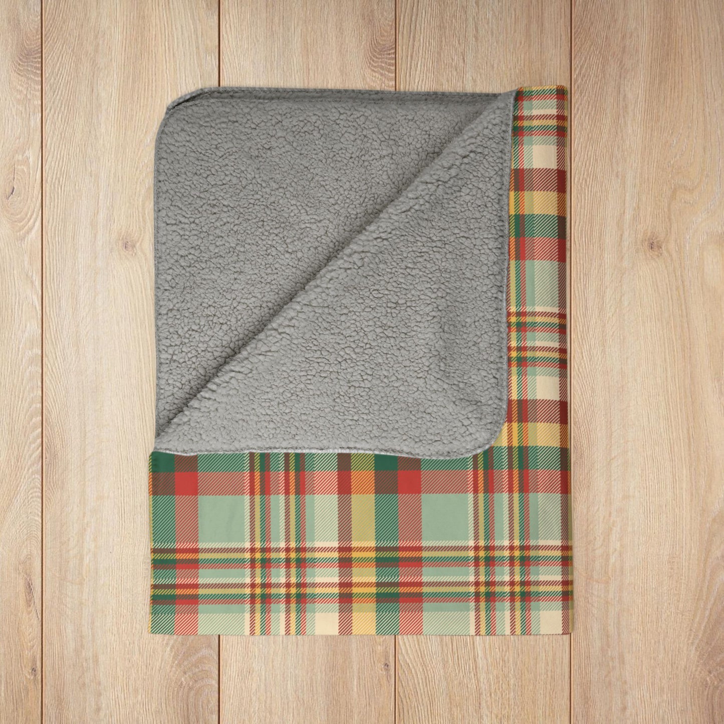 Christmas MCM Gold Plaid Fleece Sherpa Blanket