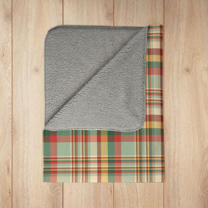 Christmas MCM Gold Plaid Fleece Sherpa Blanket