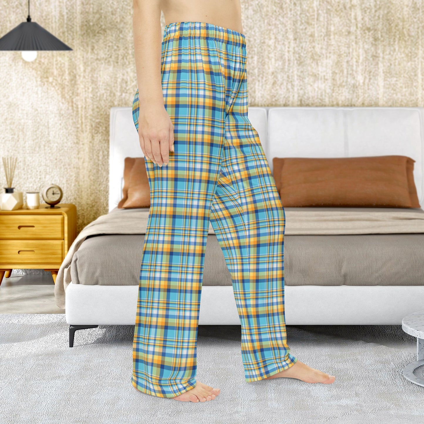Women’s Teal, Blue & Gold Ohio Plaid Pajama Pants