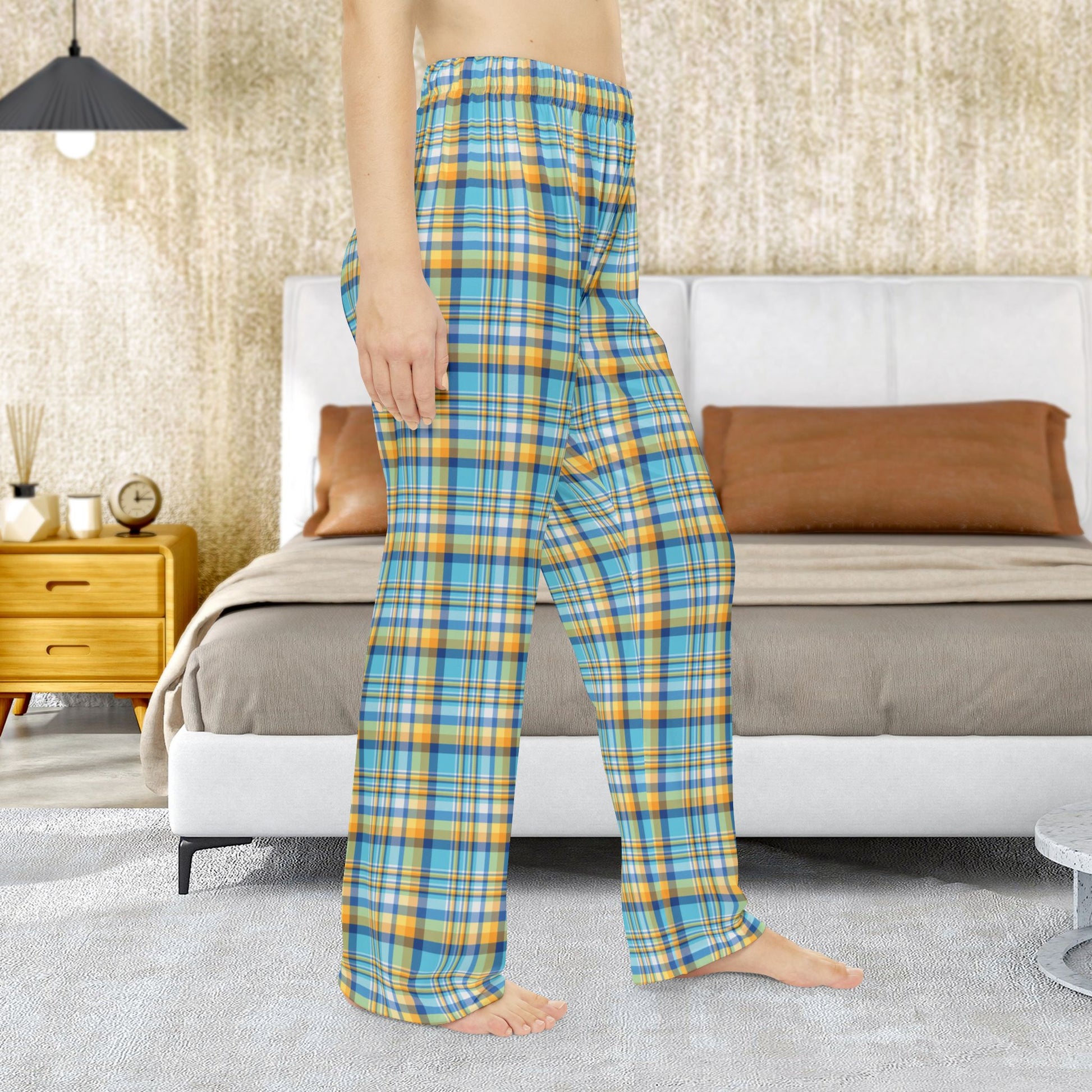 Women’s Teal, Blue & Gold Ohio Plaid Pajama Pants