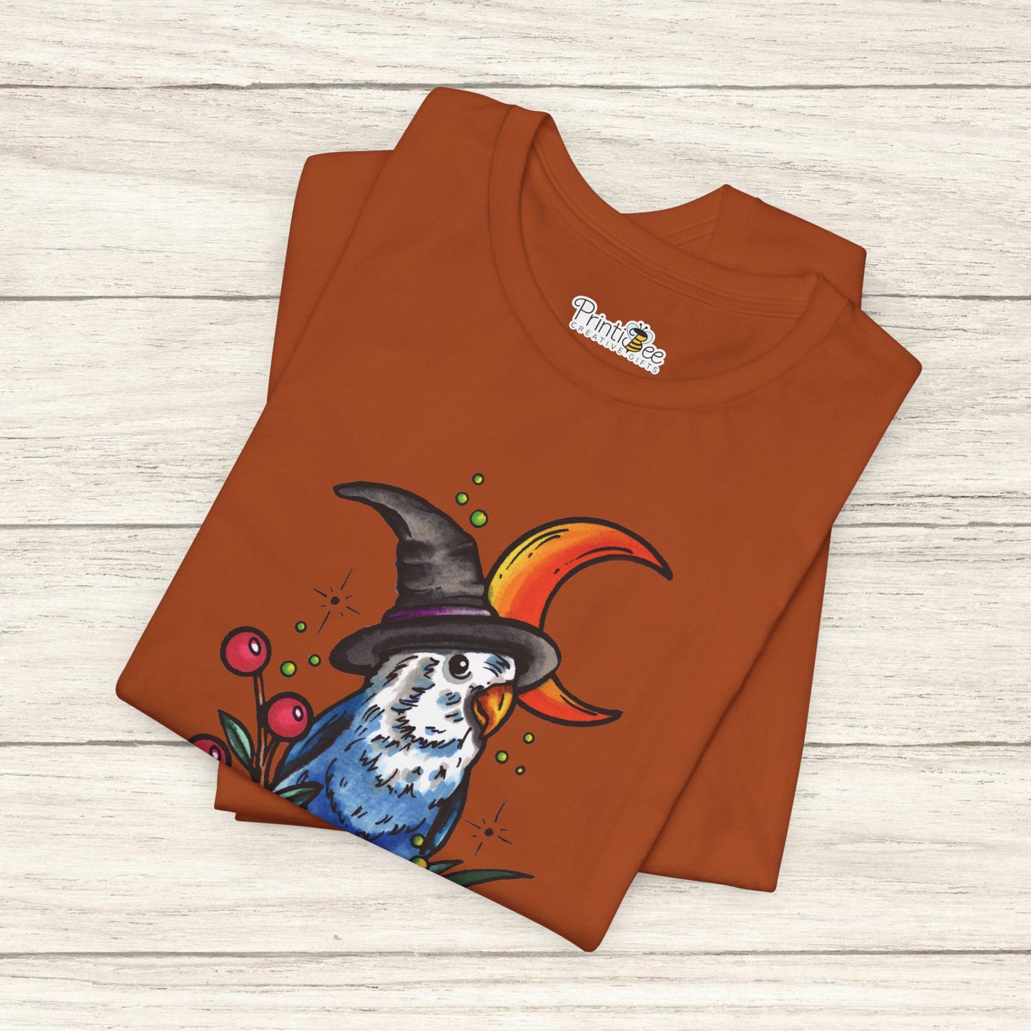 Lovebird Witch, Hand-Drawn & Hand-Colored Tee