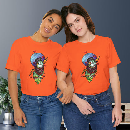 Frankenstein Lovebird, Hand-Drawn & Hand-Colored Tee