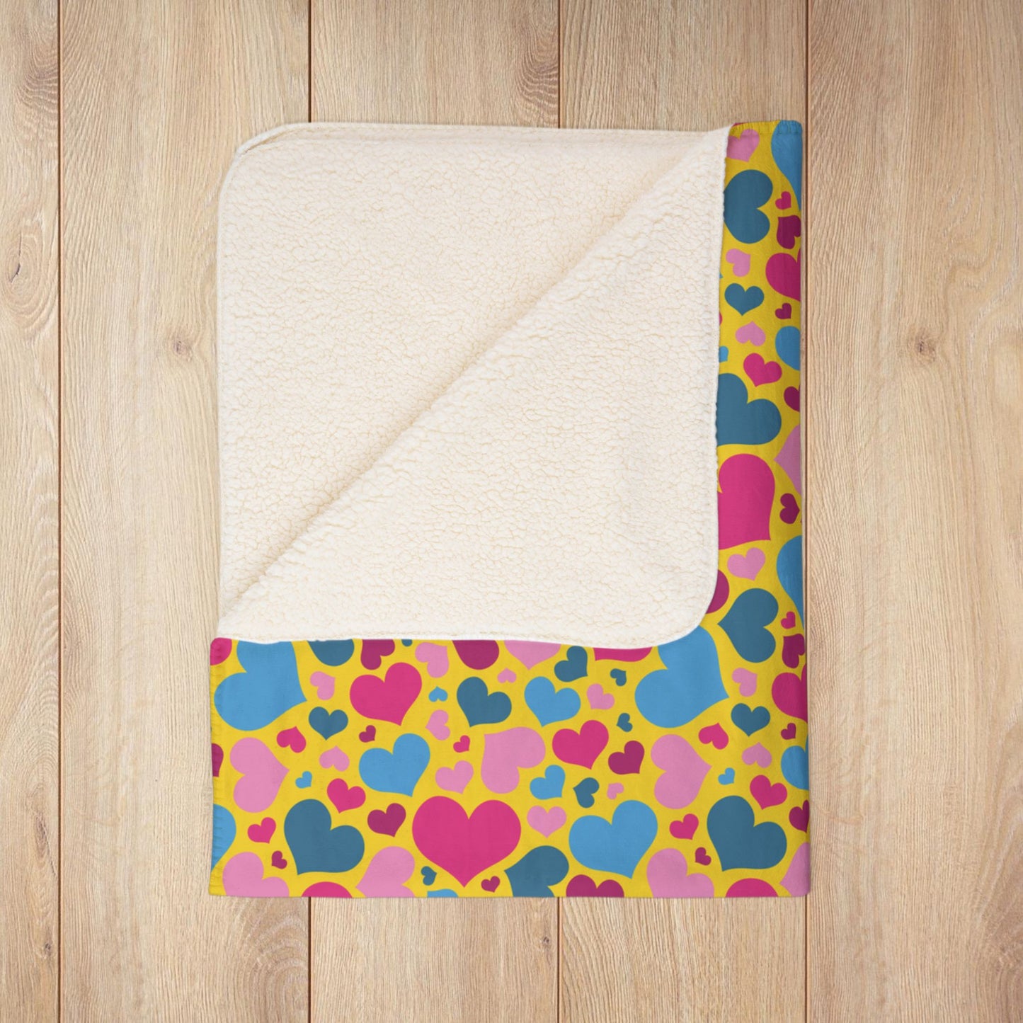Pansexual Pride Valentine’s Day Hearts Yellow Fleece Sherpa Blanket