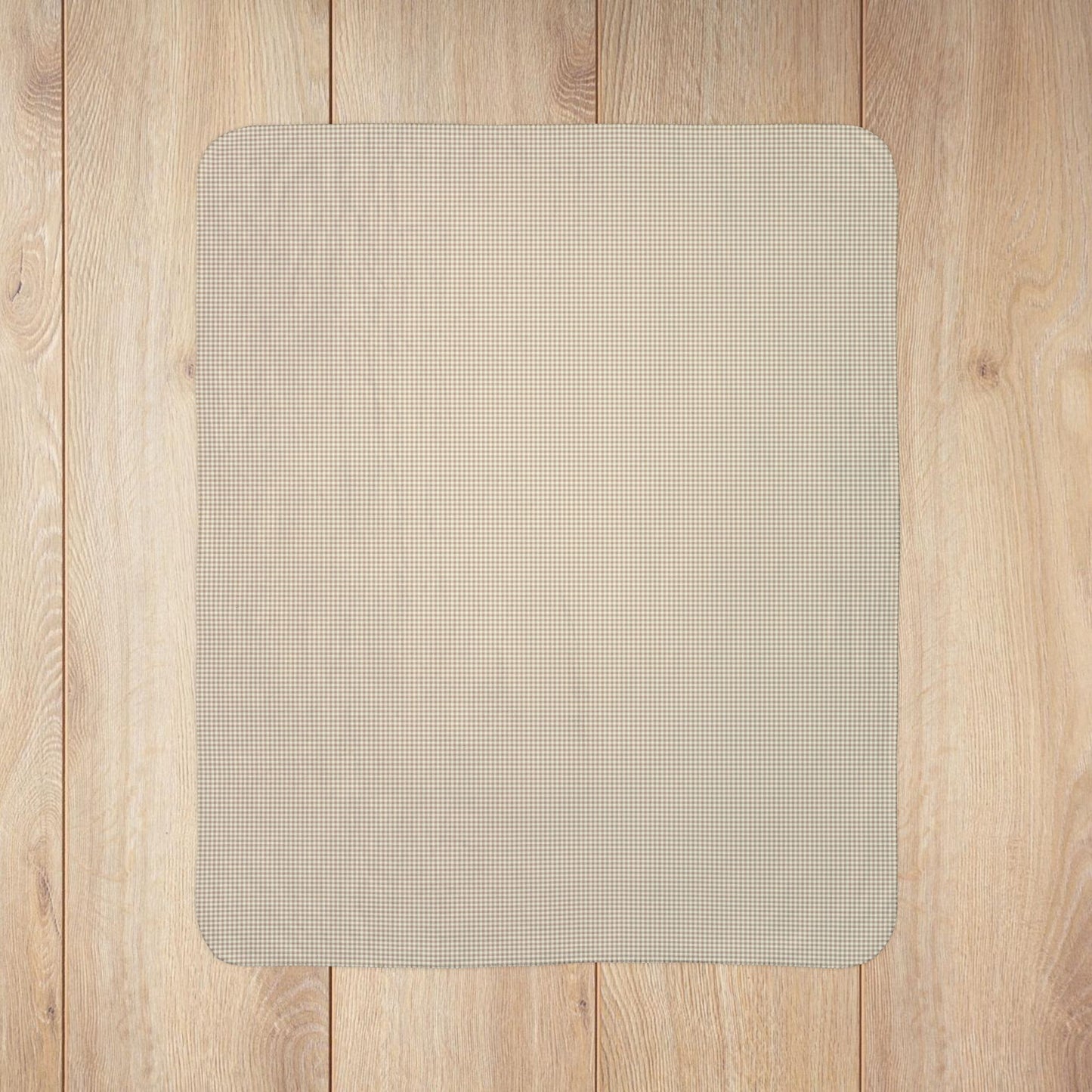 Khaki & Cream Gingham Fleece Sherpa Blanket