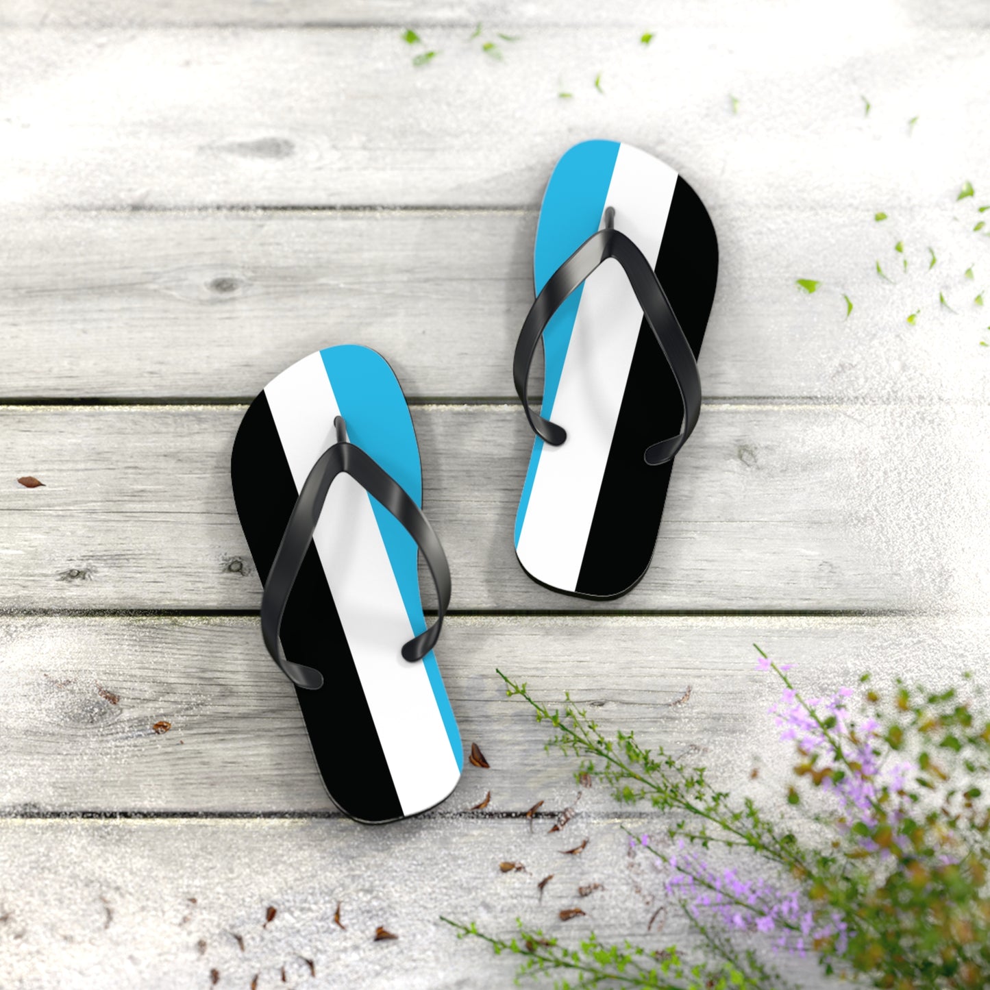 S Black sole Mascic Pride Flip Flops