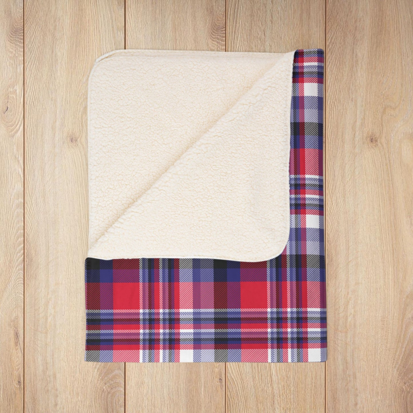 Nautical Red Plaid Fleece Sherpa Blanket